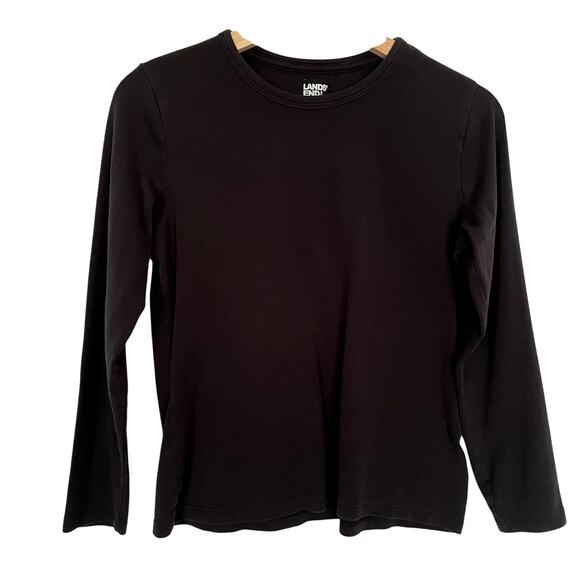 Lands' End Tops - Lands' End black crewneck long sleeved top women's size MP cotton casual shirt